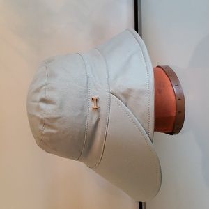 NWOT HALSTON Double Visor Bucket Sun Hat Aqua 100% Cotton